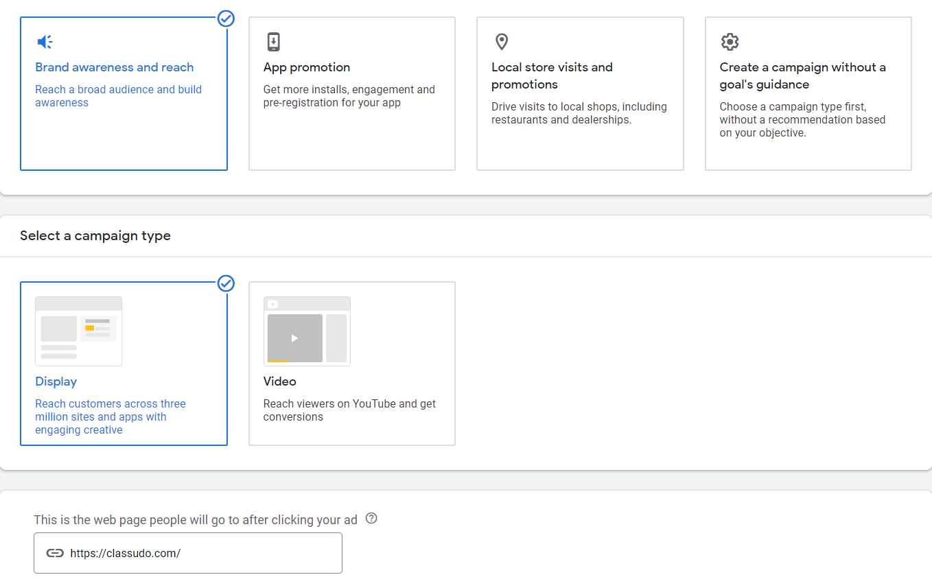 Google Display Campaign Setup - Blogs: Classudo Technologies